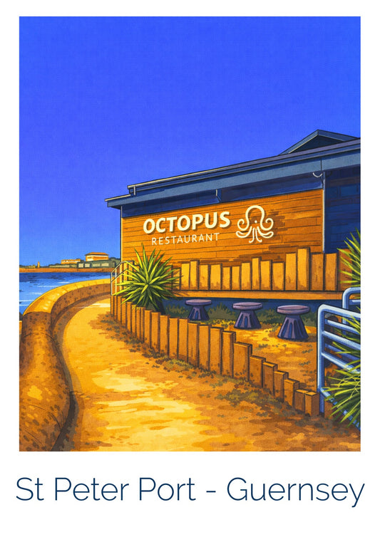 Retro Travel Poster Art - Octopus