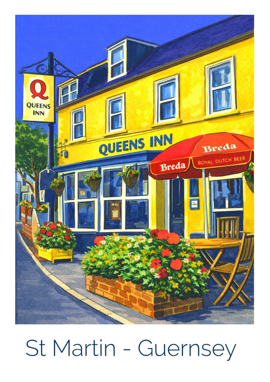 Retro Travel Poster Art - Queens Inn
