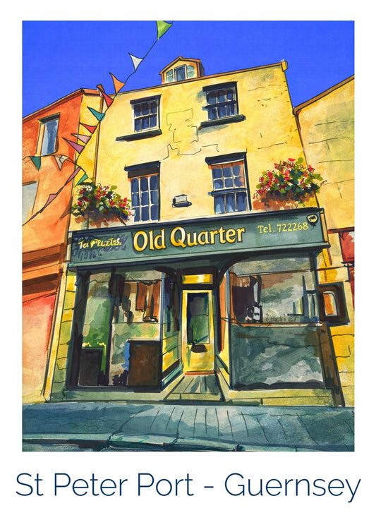 Retro Travel Poster Art - The Old Quarter