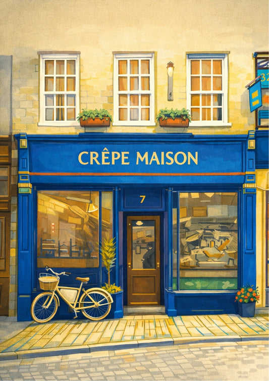 Retro Travel Poster Art - Crepe Maison