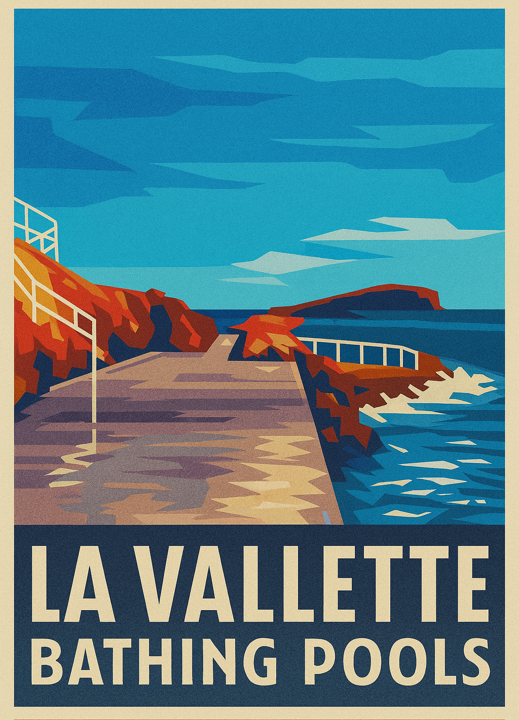 La Vallette Bathing Pools Digital Illustration - Prints