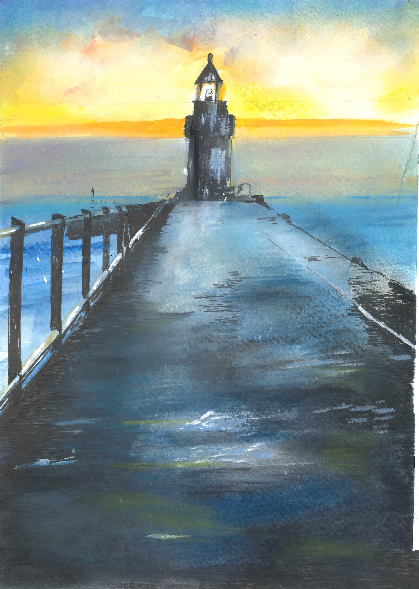St Peter Port Lighthouse Sunrise No 1 - Prints