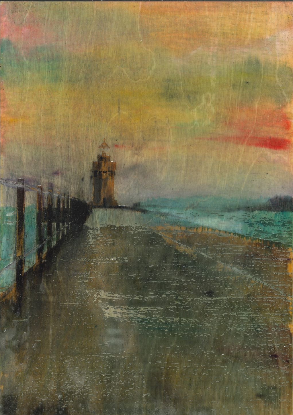 St Peter Port Lighthouse Sunset and Drizzle No 3 - Prints