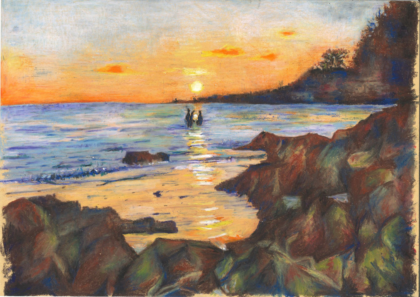 Morning Dip Oil Pastels - Prints