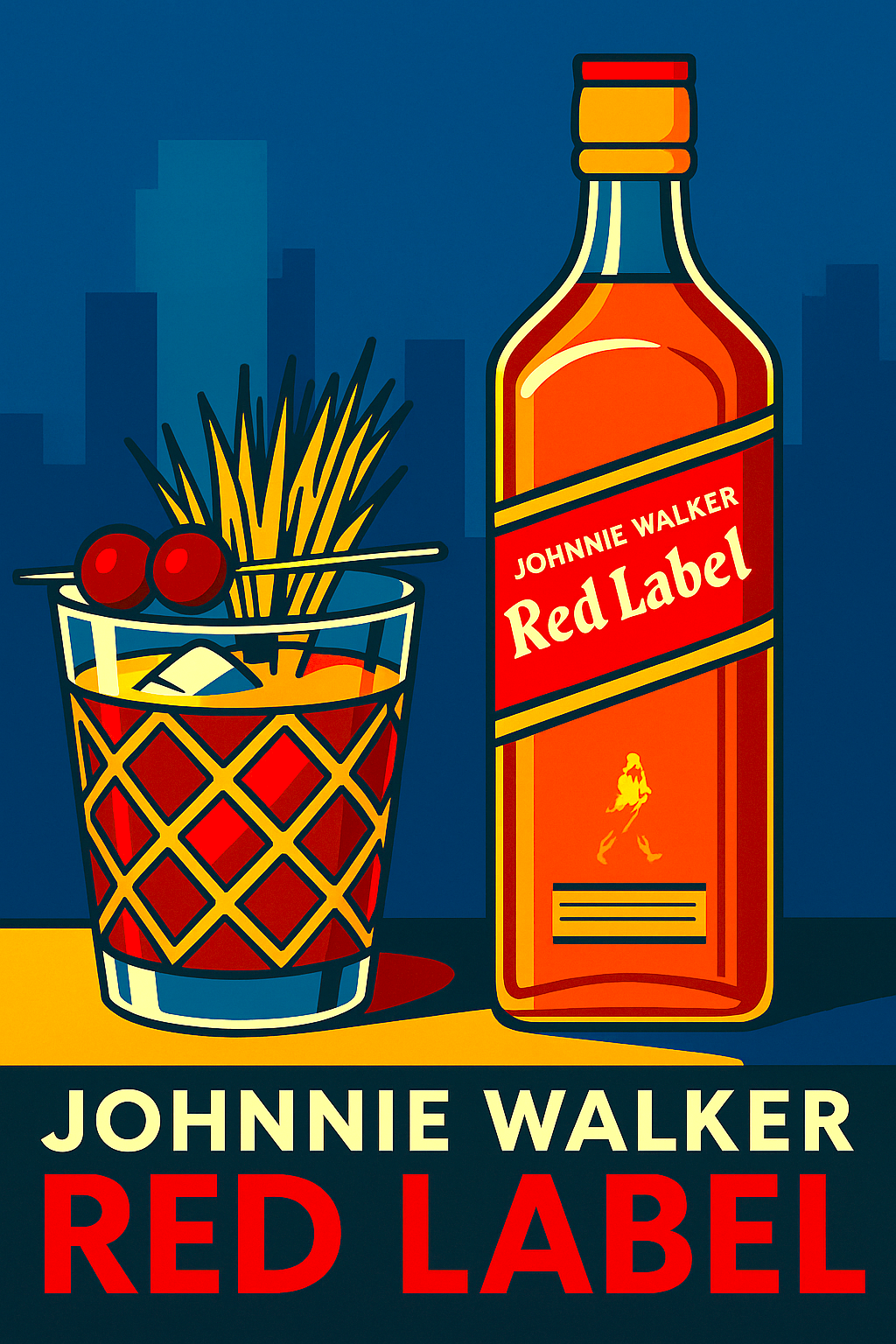 Johnnie Walker Red Label Digital Illustration - Prints