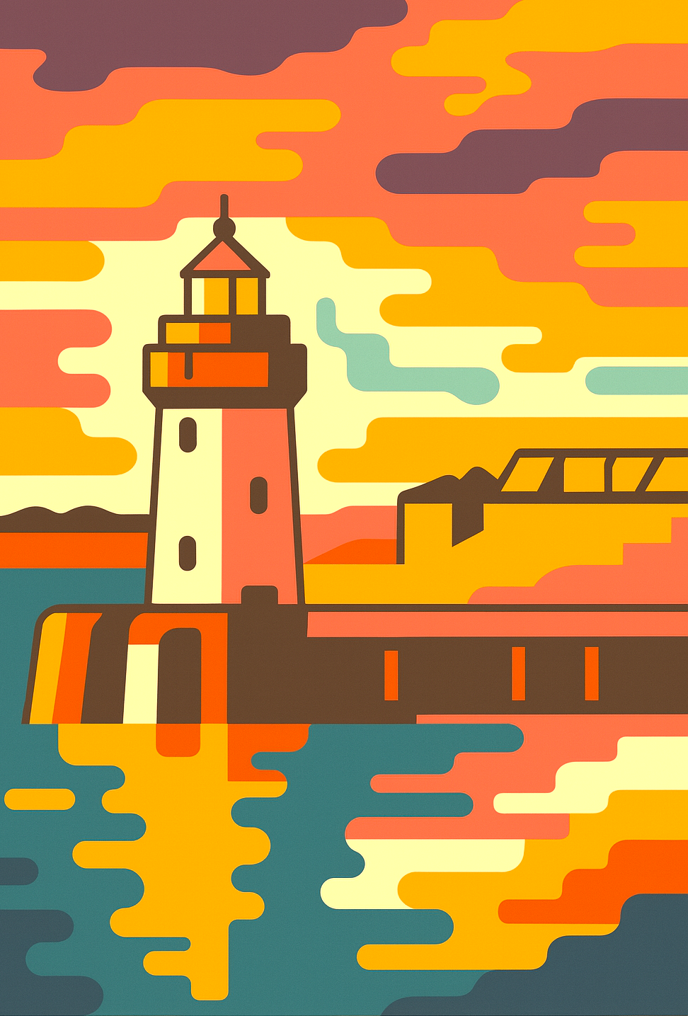 St Peter Port Lighthouse1 Digital Illustration - Prints