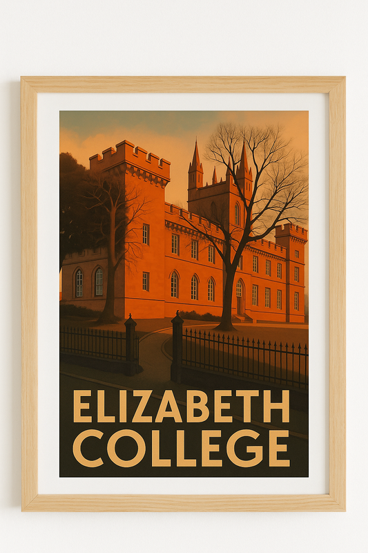 Elizabeth College Autumn Dusk Digital Illustration - Prints