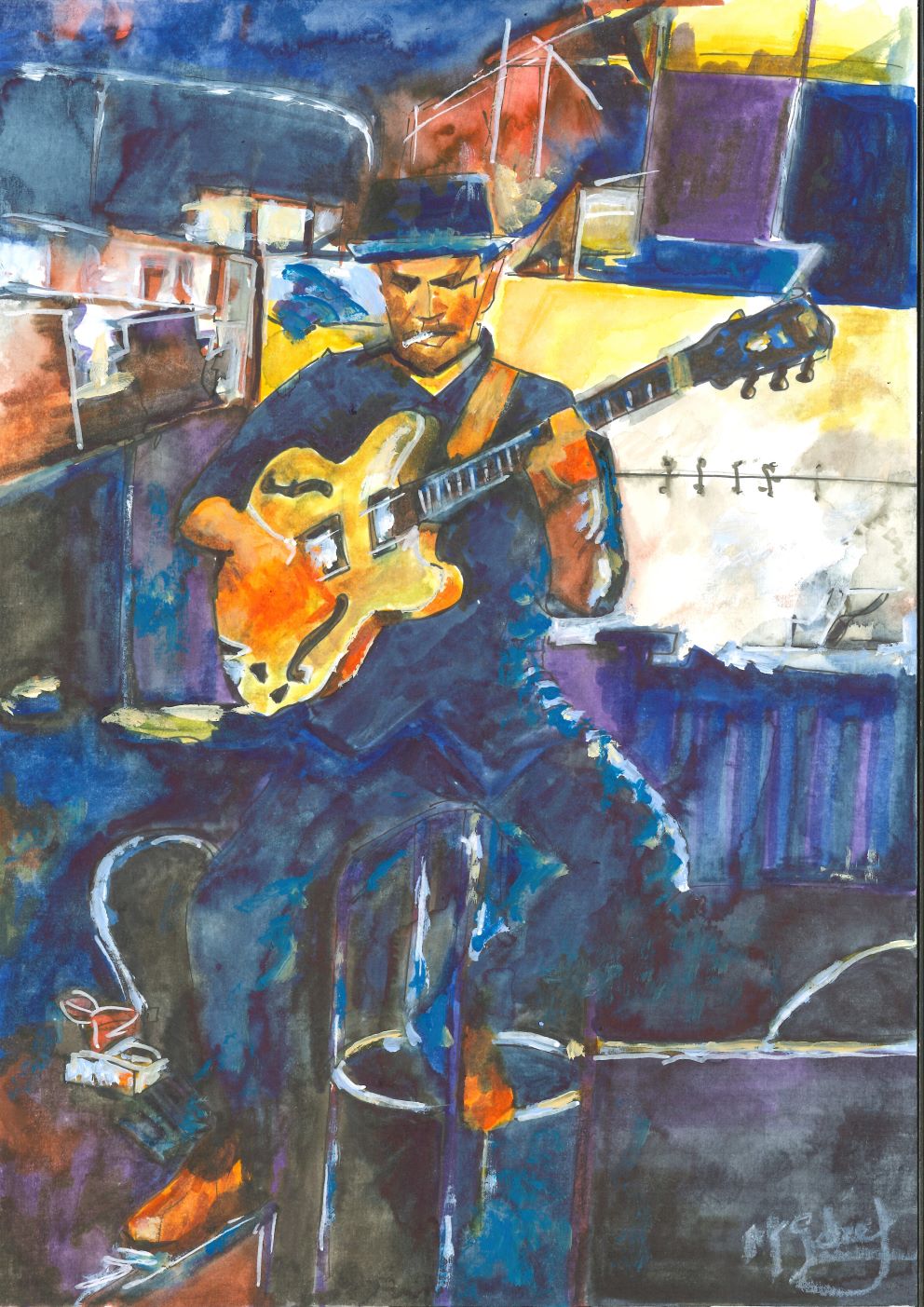 Venice Jazz Club Guitarist - Prints