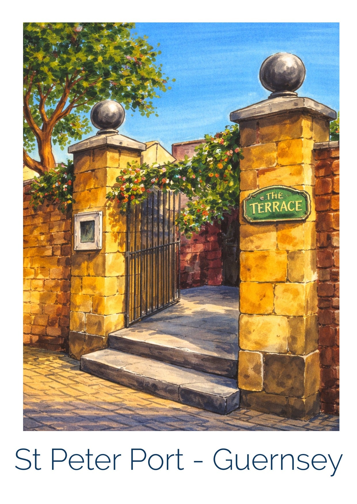 Retro Travel Poster Art - The Terrace