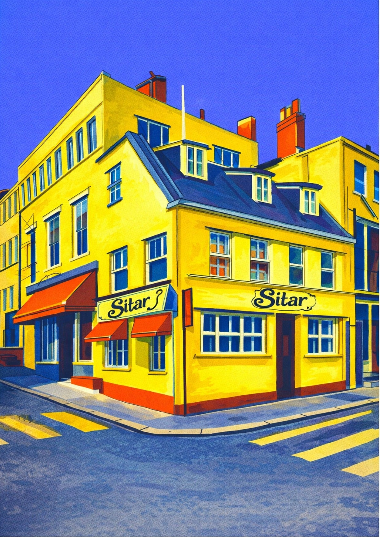 Retro Travel Poster Art - Sitar