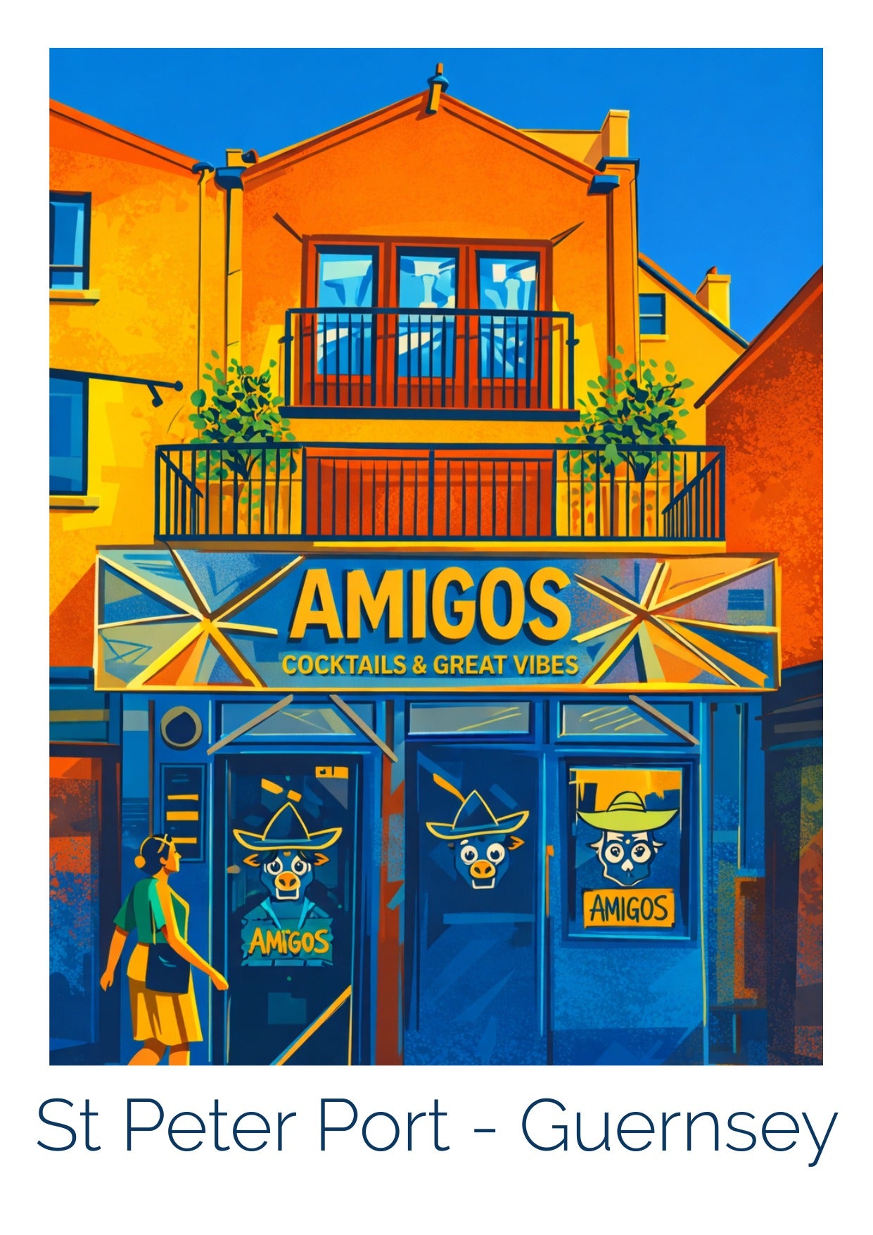Retro Travel Poster Art - Amigos
