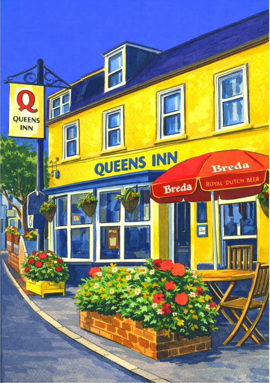 Retro Travel Poster Art - Queens Inn