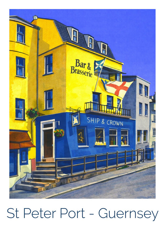 Retro Travel Poster Art - Ship and Crown (1)