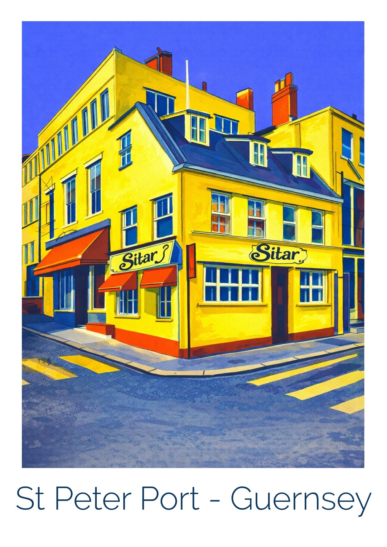 Retro Travel Poster Art - Sitar