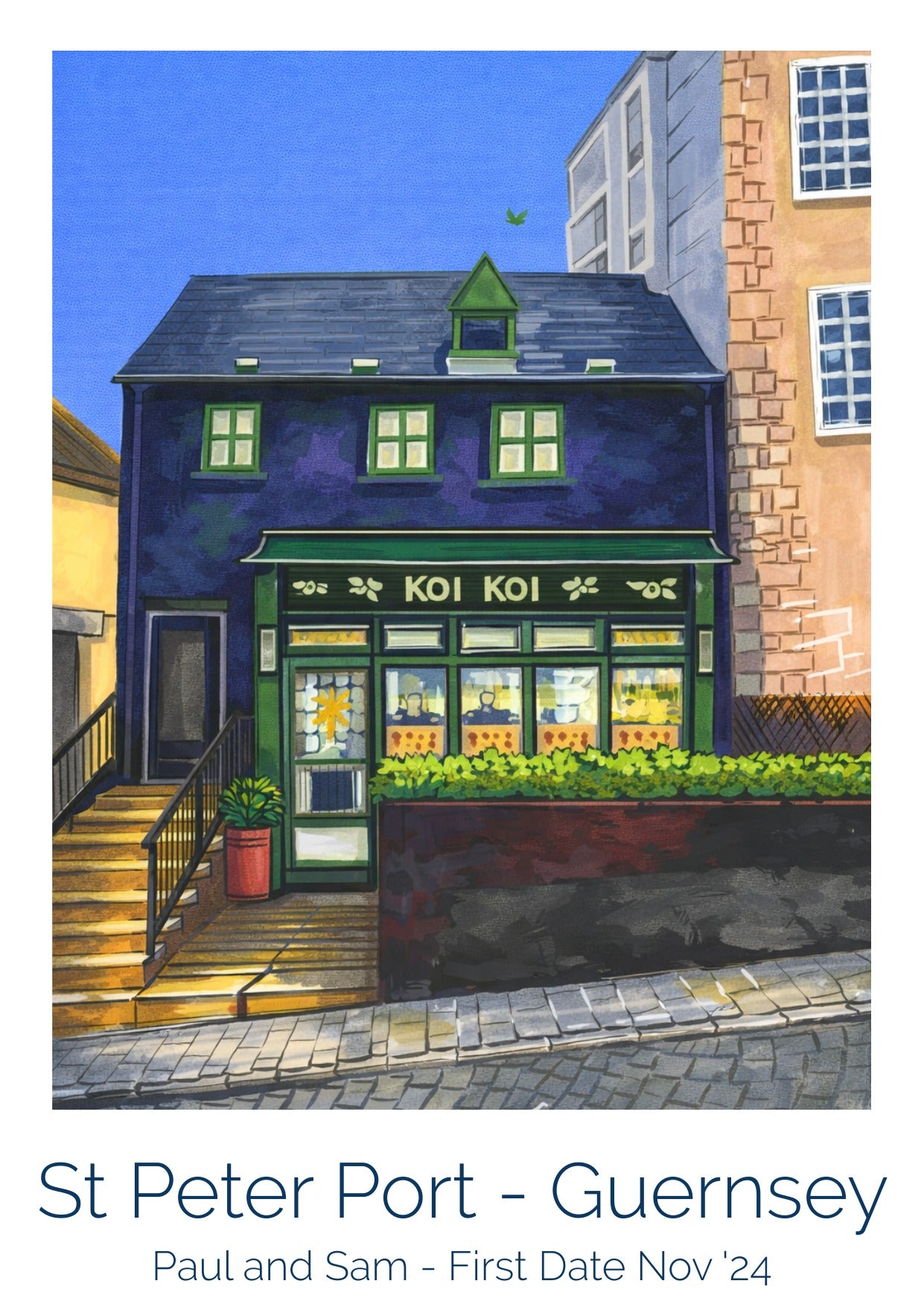 Retro Travel Poster Art - Koi Koi