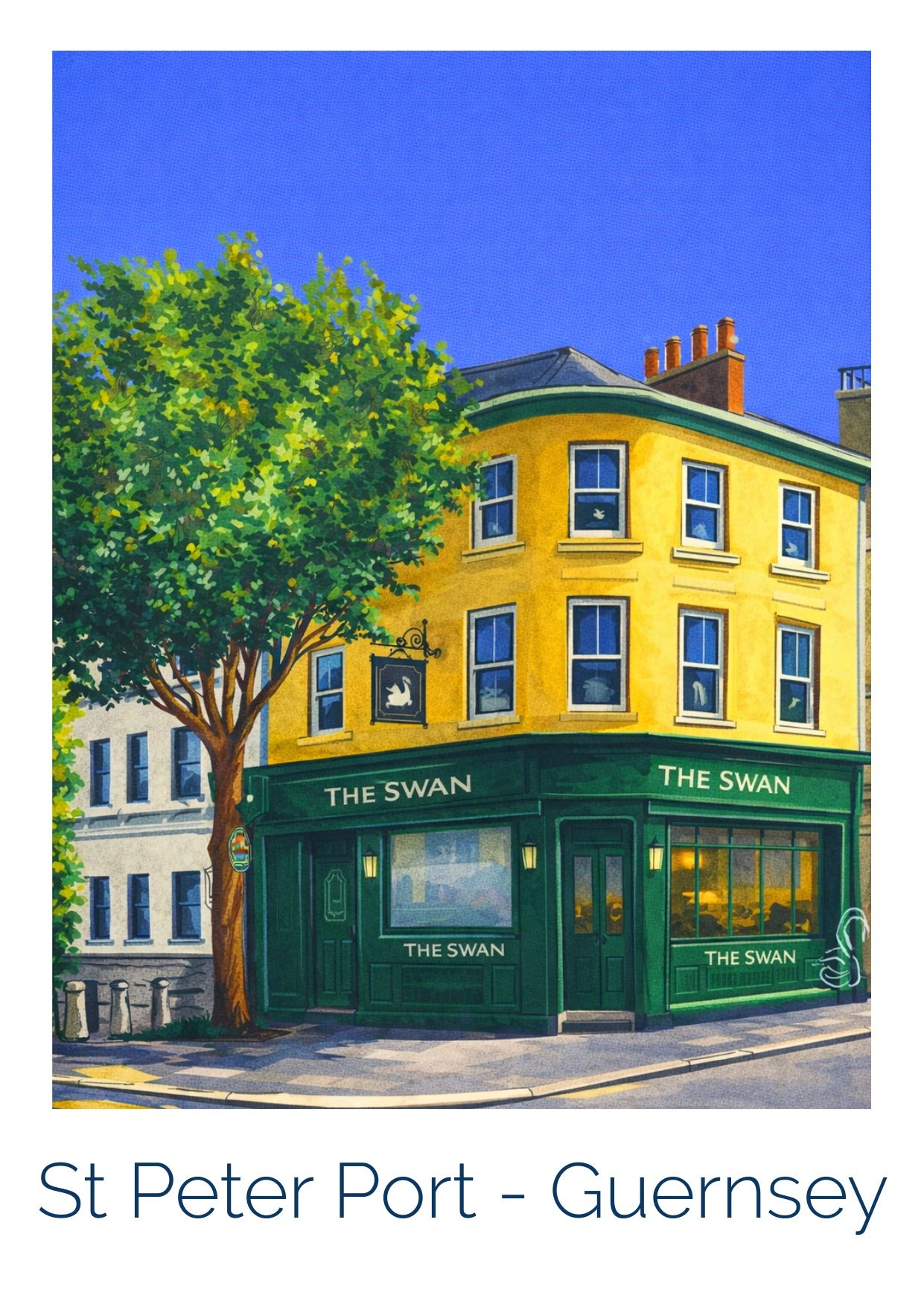 Retro Travel Poster Art - The Swan