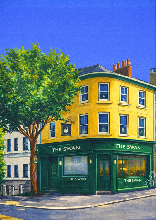 Retro Travel Poster Art - The Swan