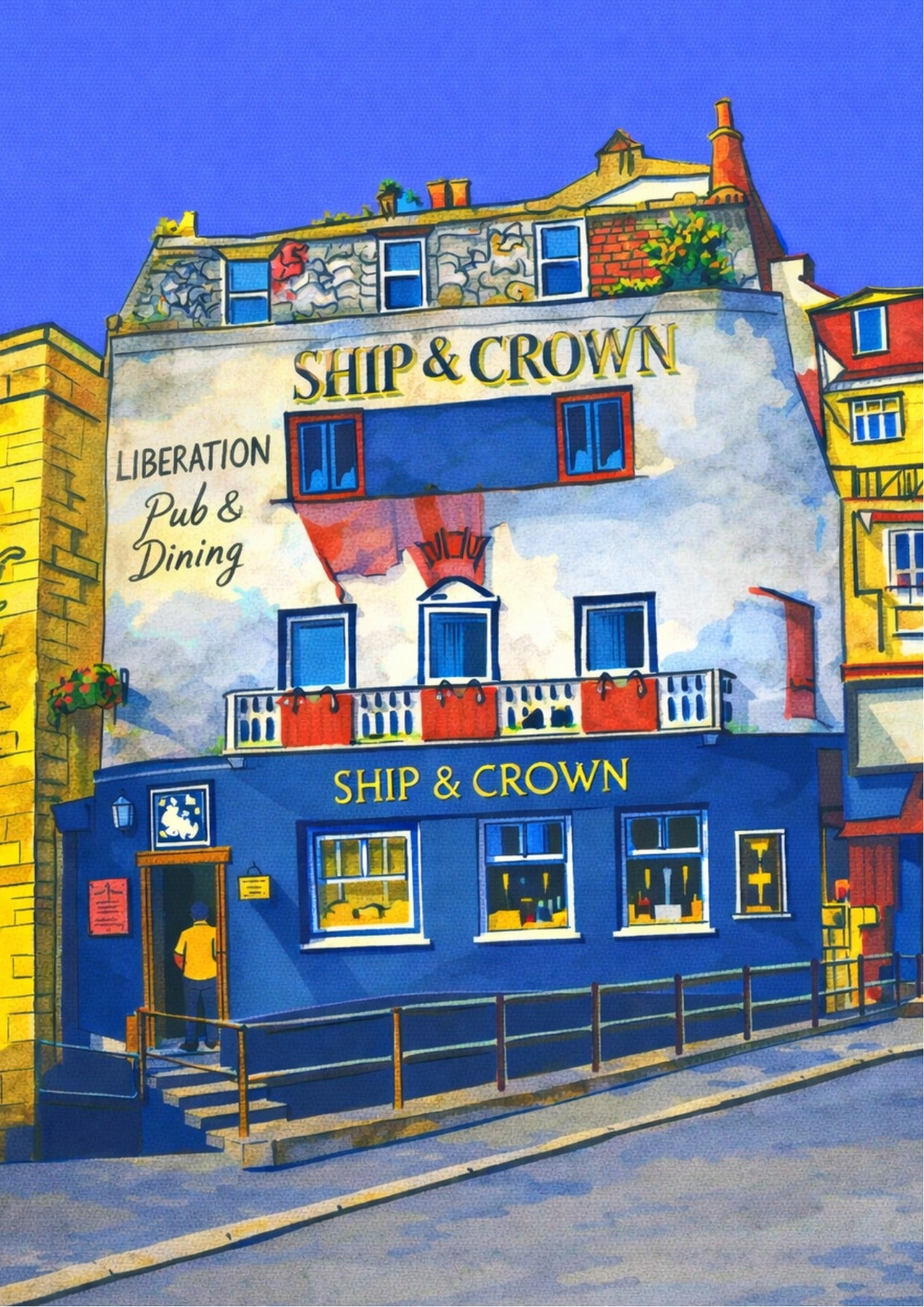 Retro Travel Poster Art - Ship and Crown (2)