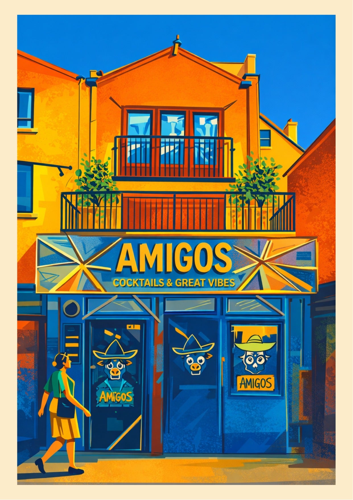 Retro Travel Poster Art - Amigos