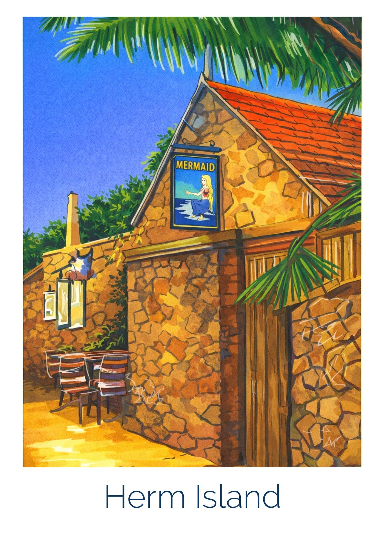 Retro Travel Poster Art - The Mermaid