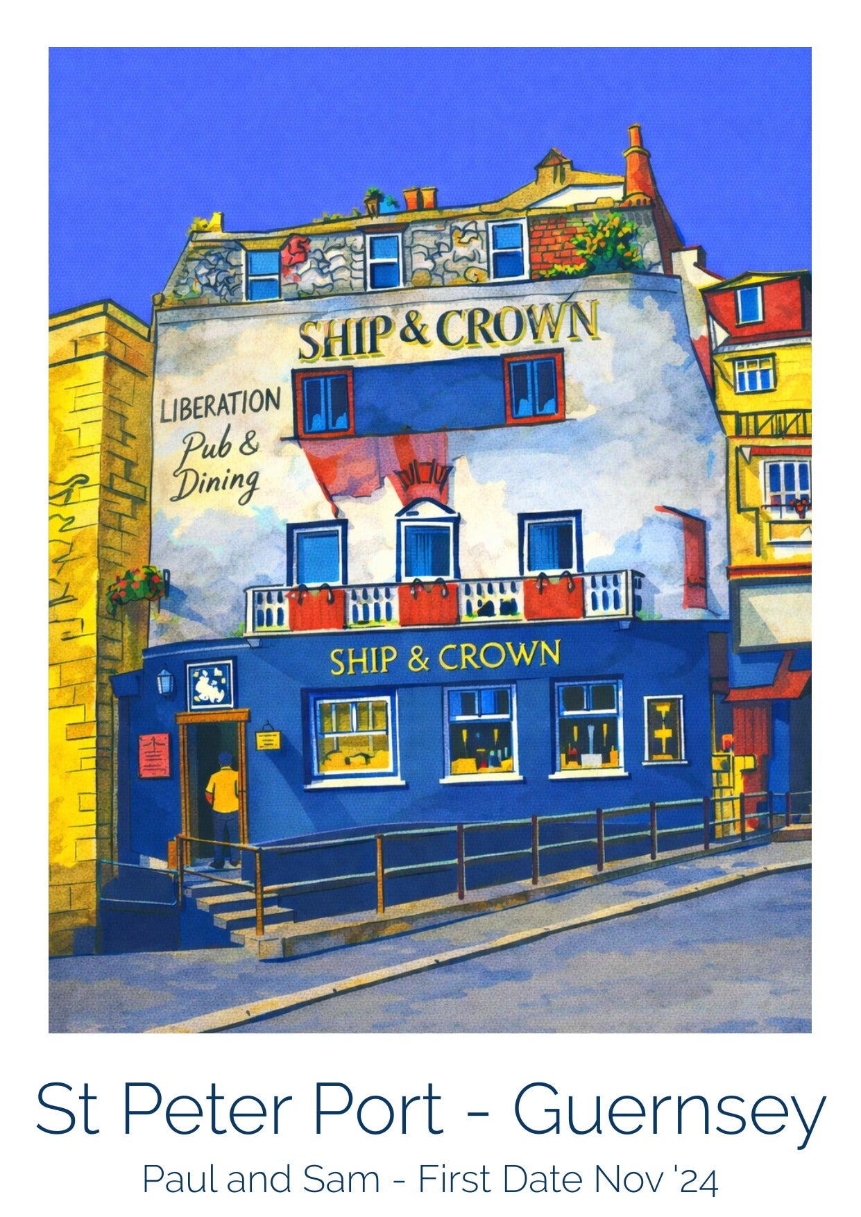 Retro Travel Poster Art - Ship and Crown (2)