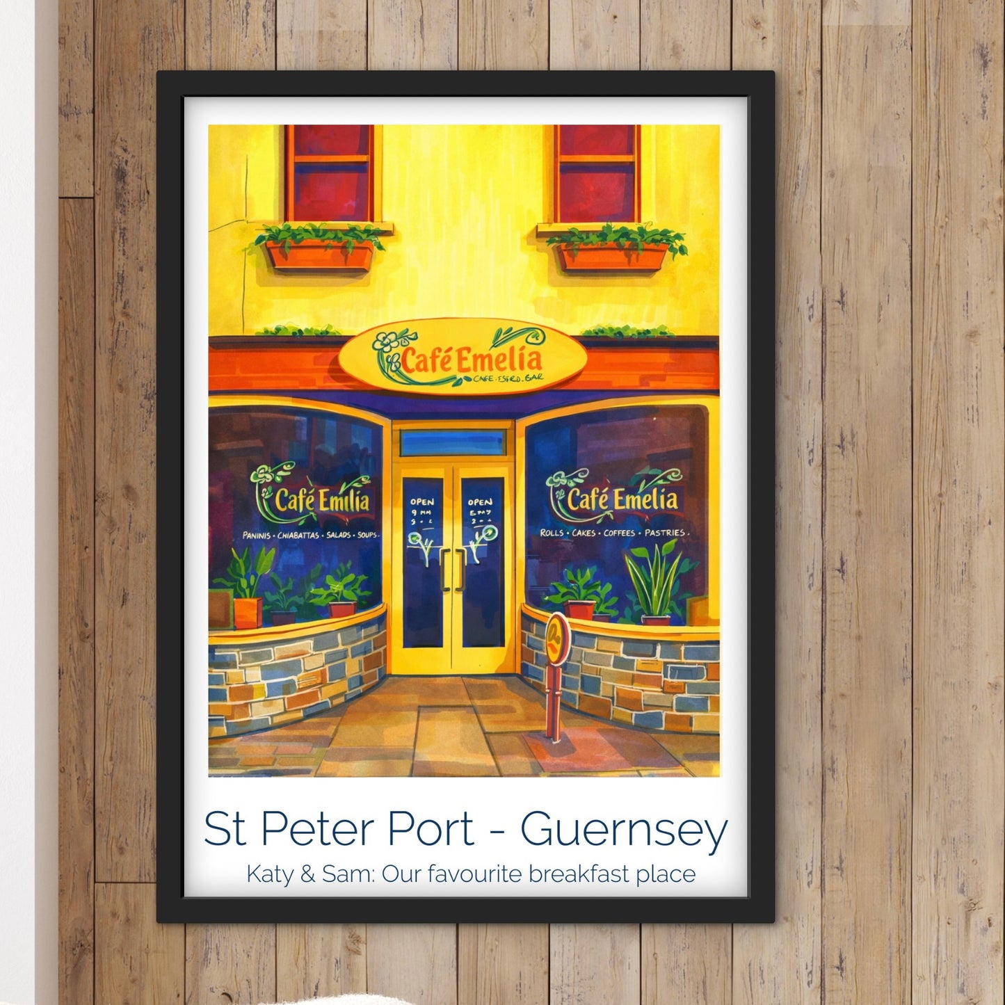 Retro Travel Poster Art - Cafe Emelia