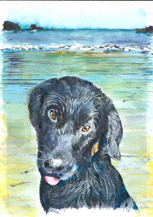 Black Lab on Beach - Prints