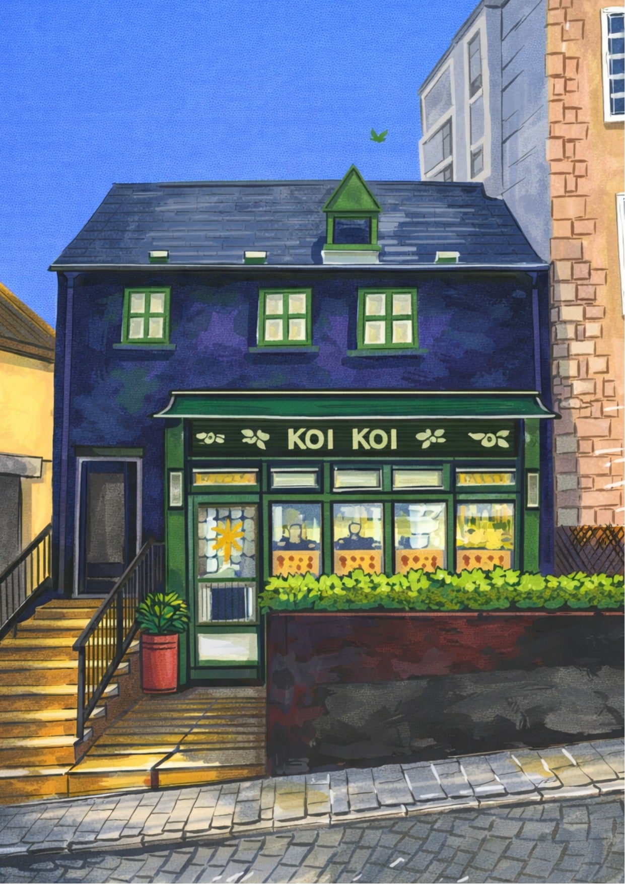 Retro Travel Poster Art - Koi Koi