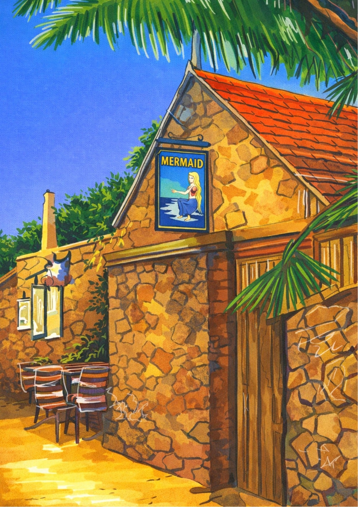 Retro Travel Poster Art - The Mermaid