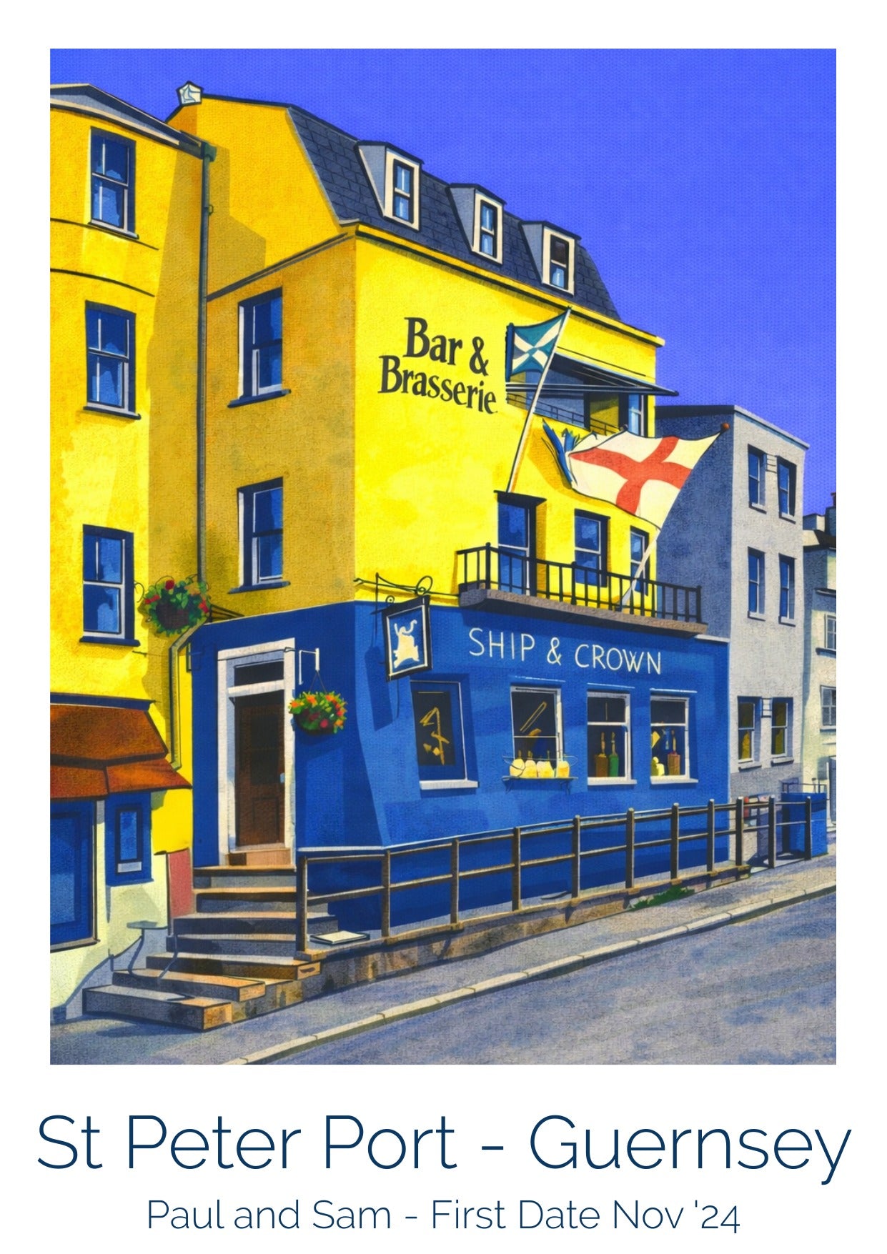 Retro Travel Poster Art - Ship and Crown (1)