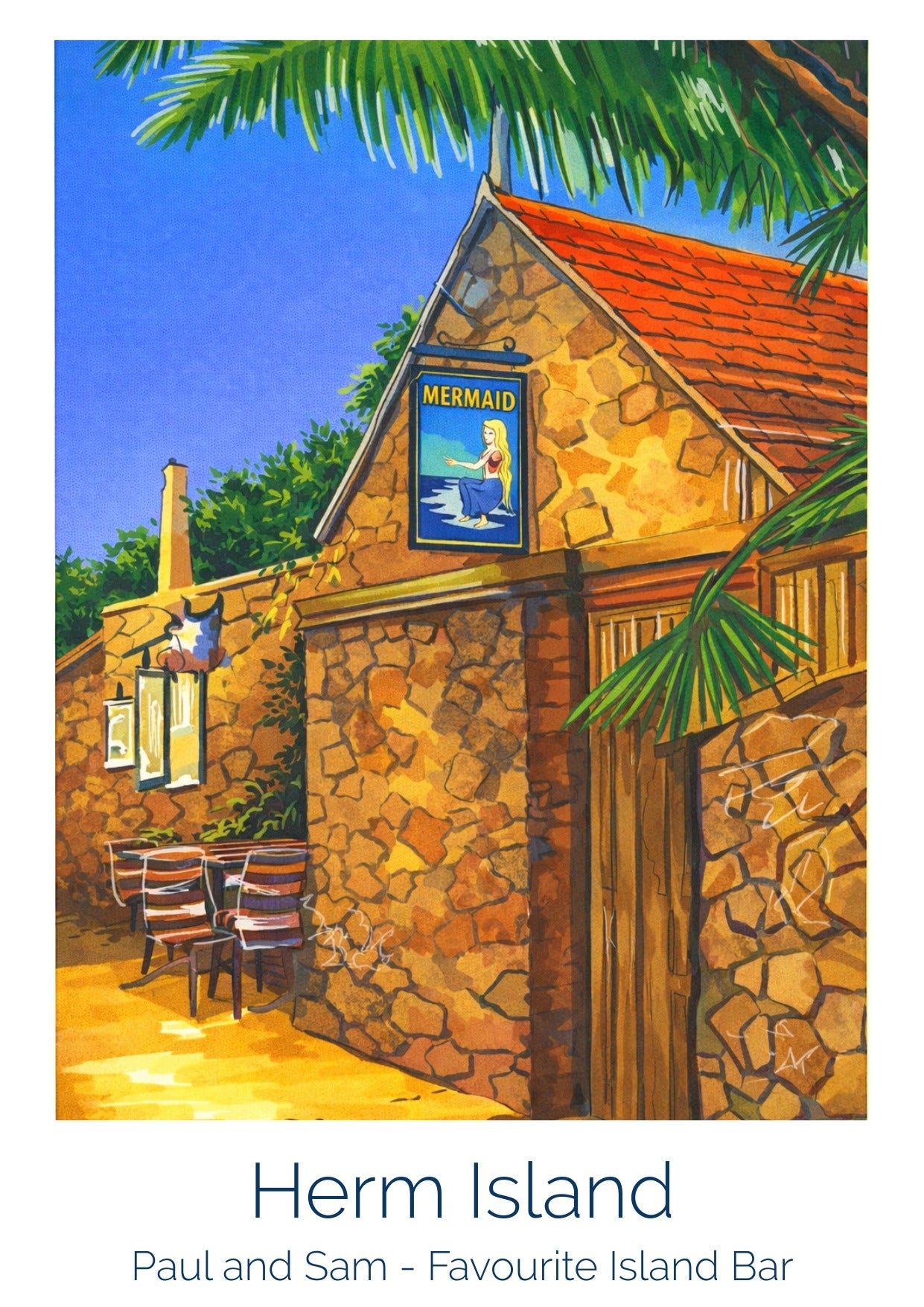 Retro Travel Poster Art - The Mermaid