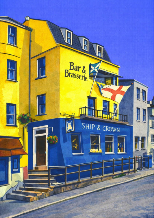 Retro Travel Poster Art - Ship and Crown (1)