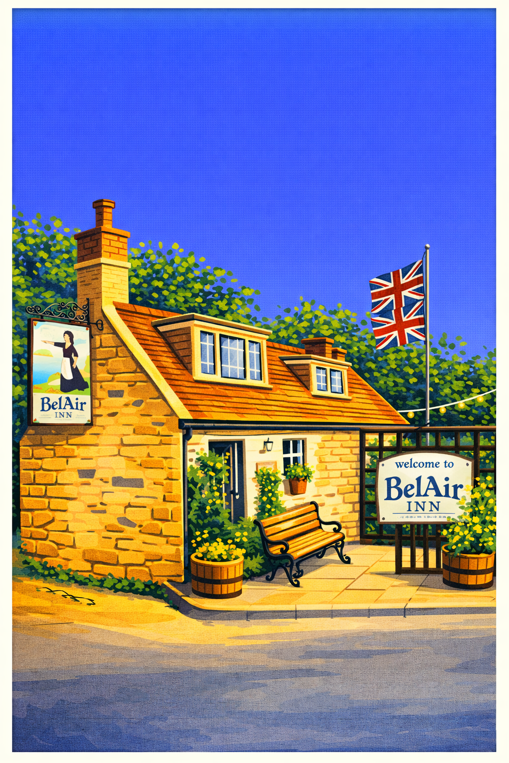 Retro Travel Poster Art - Bel Air Inn - Sark