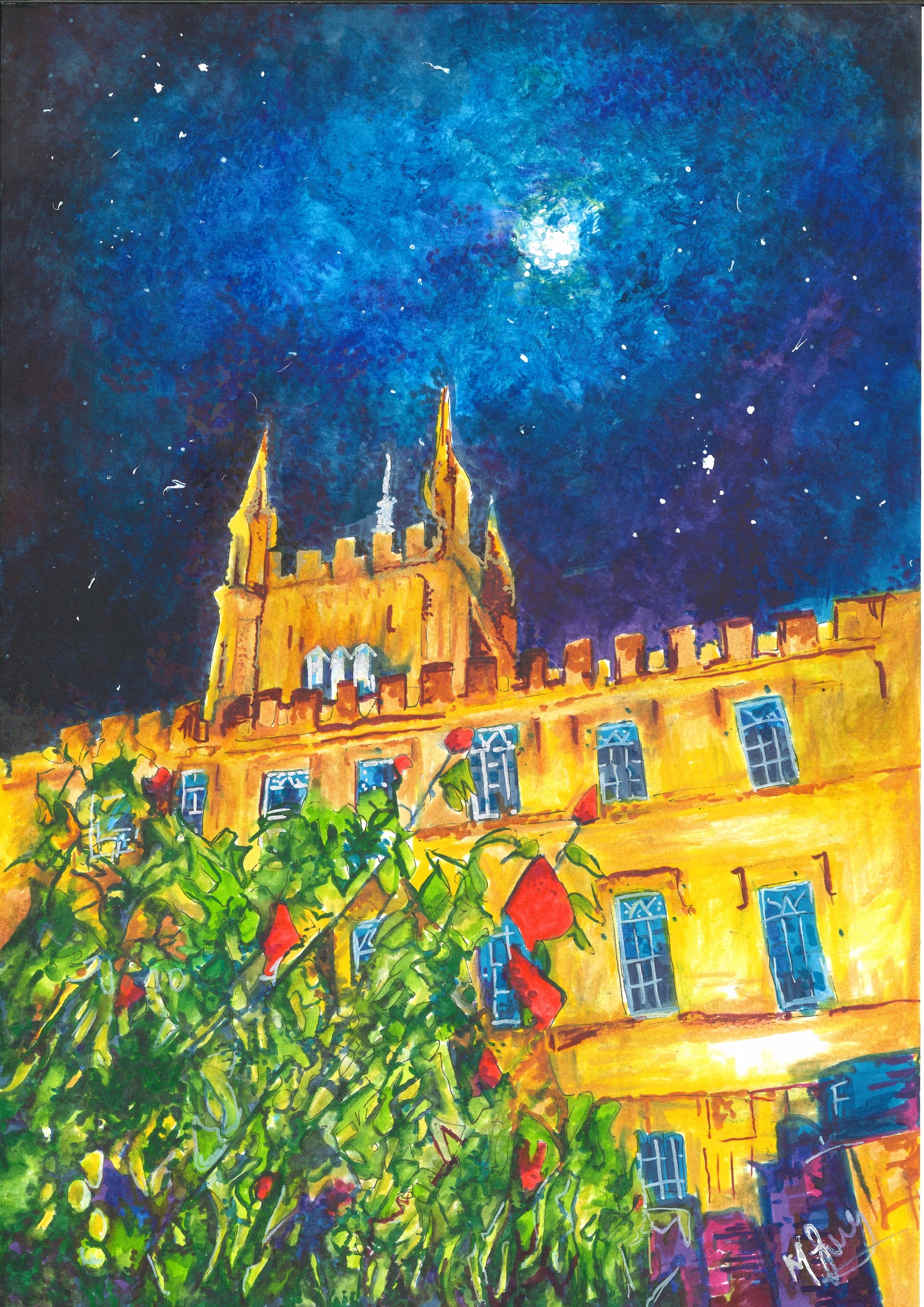 Elizabeth College at Night - Prints