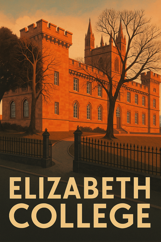 Elizabeth College Autumn Dusk Digital Illustration - Prints