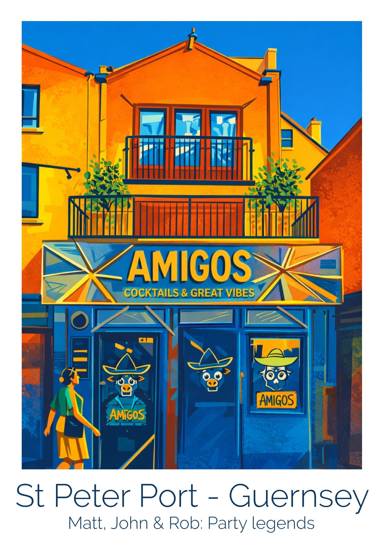Retro Travel Poster Art - Amigos