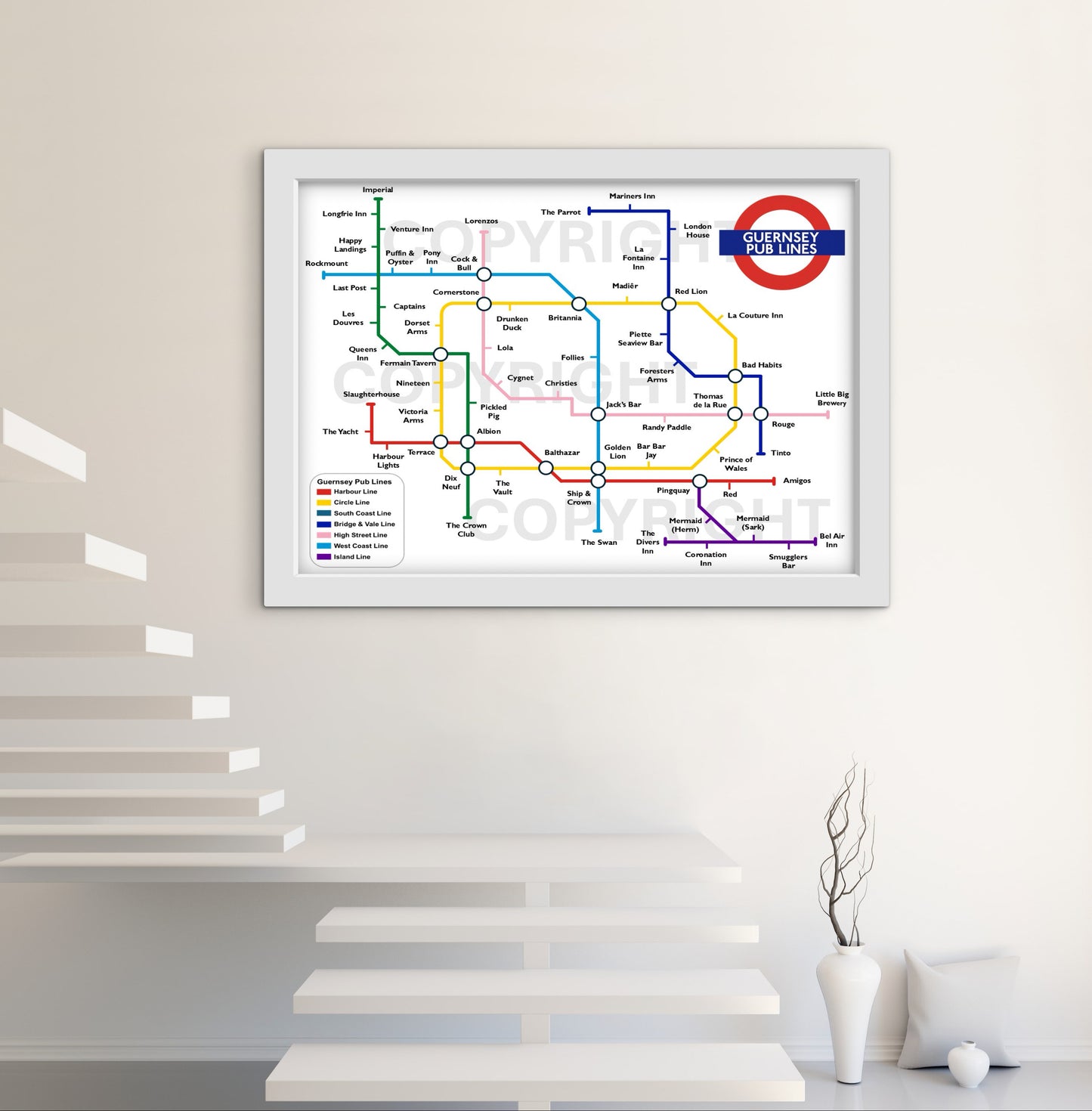 Guernsey Pub Lines Map