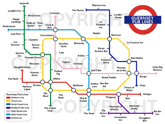 Guernsey Pub Lines Map