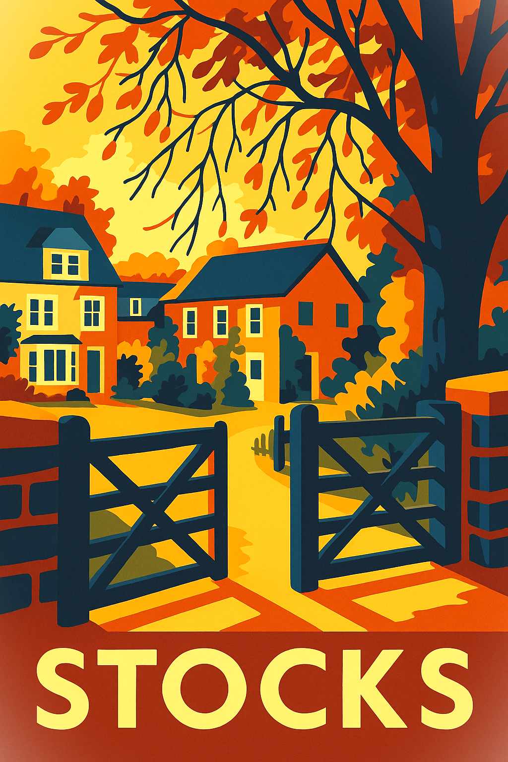 Stocks back gate Digital Illustration - Prints