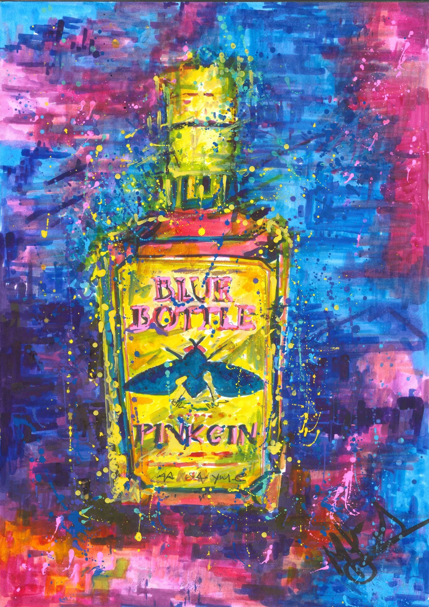 Blue Bottle Pink Gin - Prints.