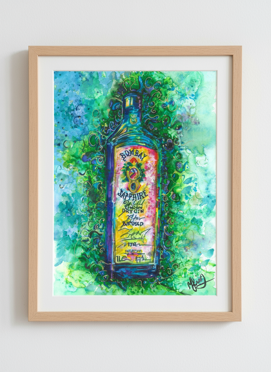 Bombay Sapphire framed close-up