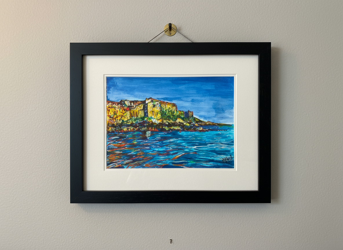 Castle Cornet framed on wall close-up