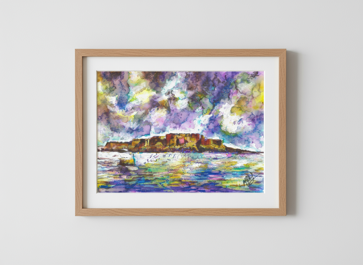 Castle Cornet in Purple framed close-up
