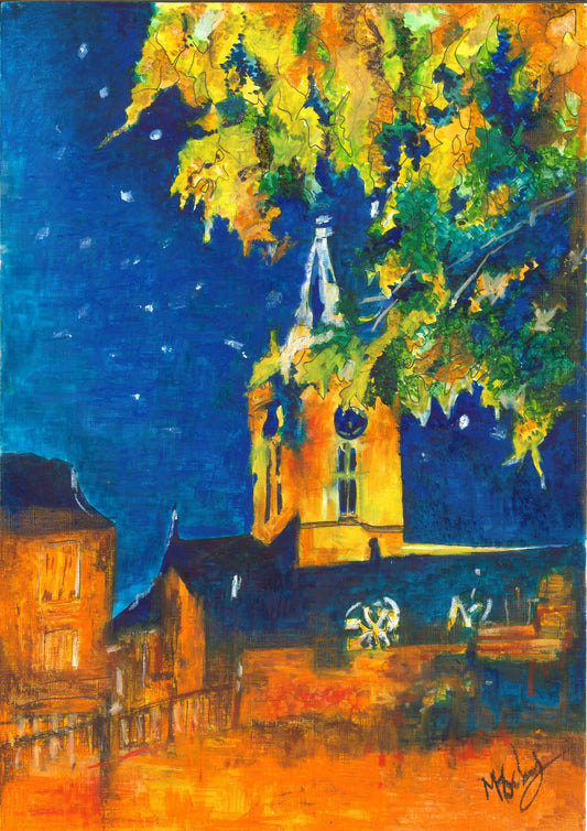 Town Church at Night - Prints